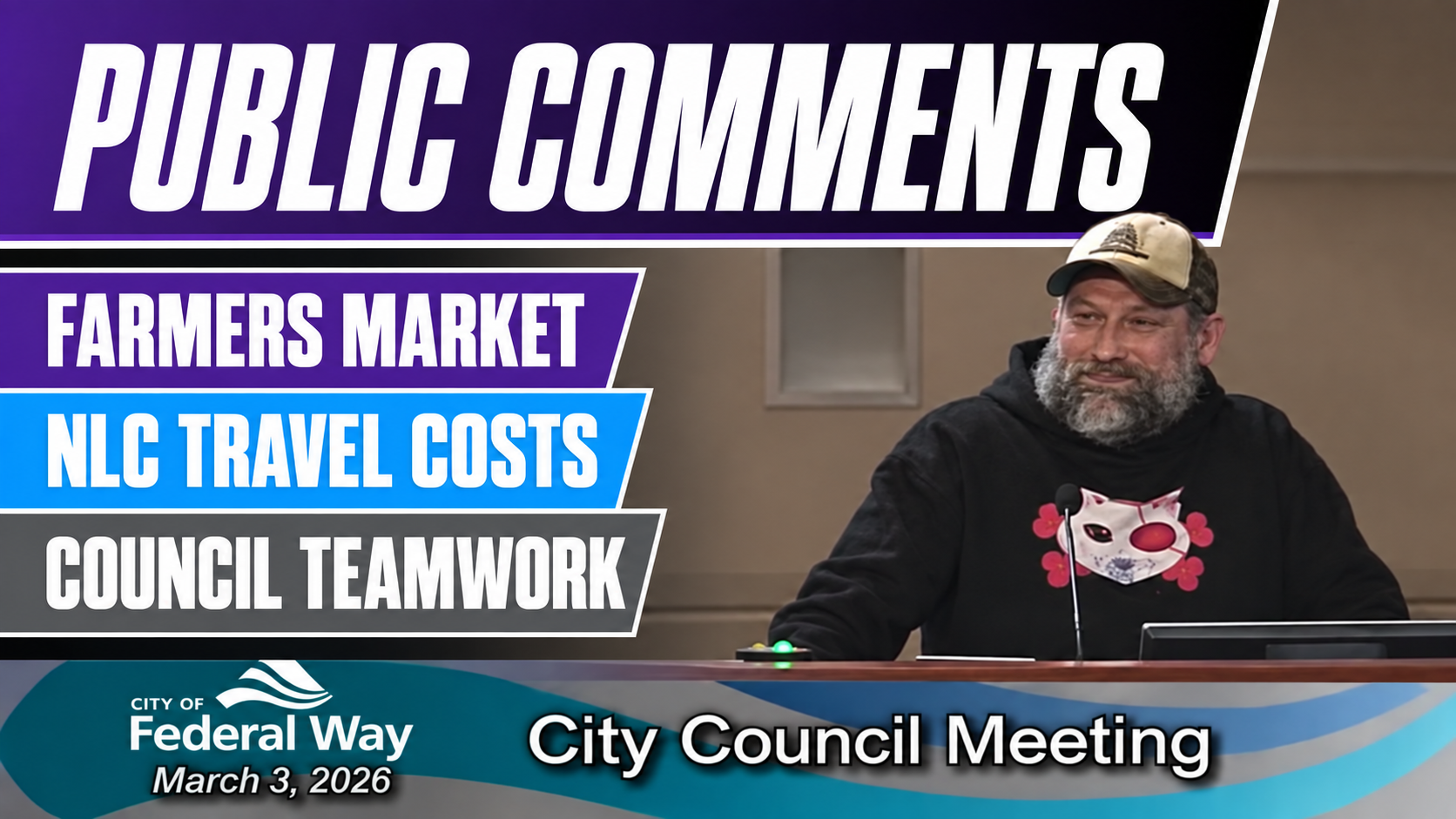 Public Comments: Farmers Market, NLC Travel Costs, & Council Teamwork
